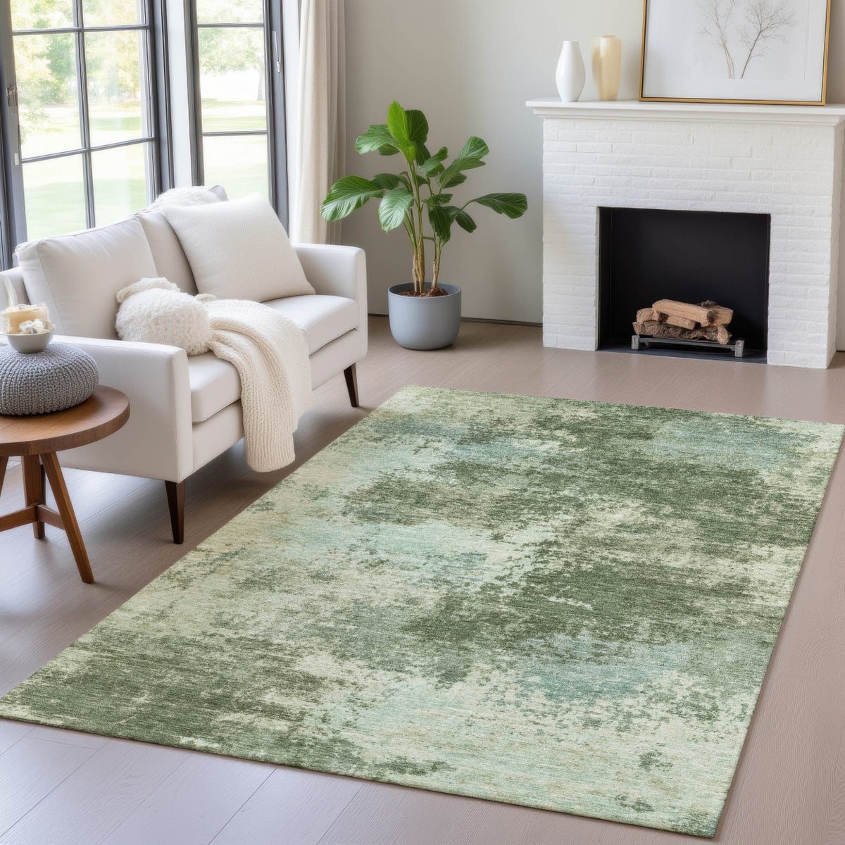 Addison Chantille ACN2065 Abstract Machine Made Transitional Aloe Rug