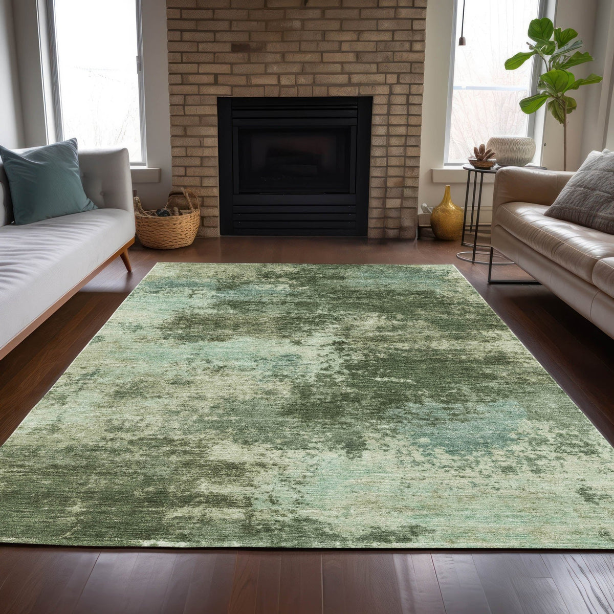 Addison Chantille ACN2065 Abstract Machine Made Transitional Aloe Rug