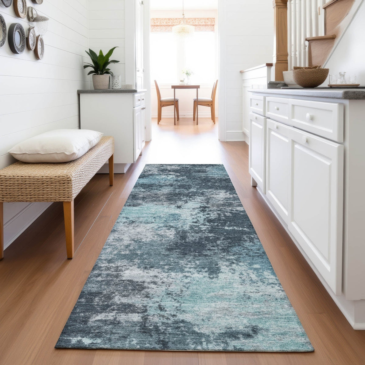 Addison Chantille ACN2065 Abstract Machine Made Transitional Teal Rug