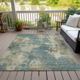 Addison Chantille ACN2066 Abstract Machine Made Transitional Teal Rug