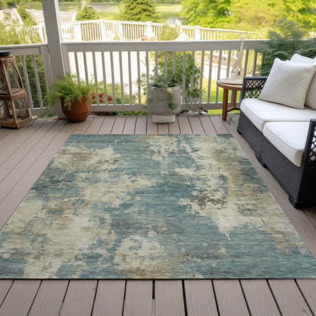 Addison Chantille ACN2066 Abstract Machine Made Transitional Teal Rug