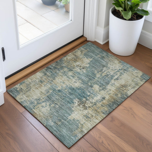 Addison Chantille ACN2066 Abstract Machine Made Transitional Teal Rug