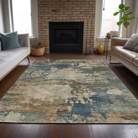 Addison Chantille ACN2067 Abstract Machine Made Transitional Blue Rug