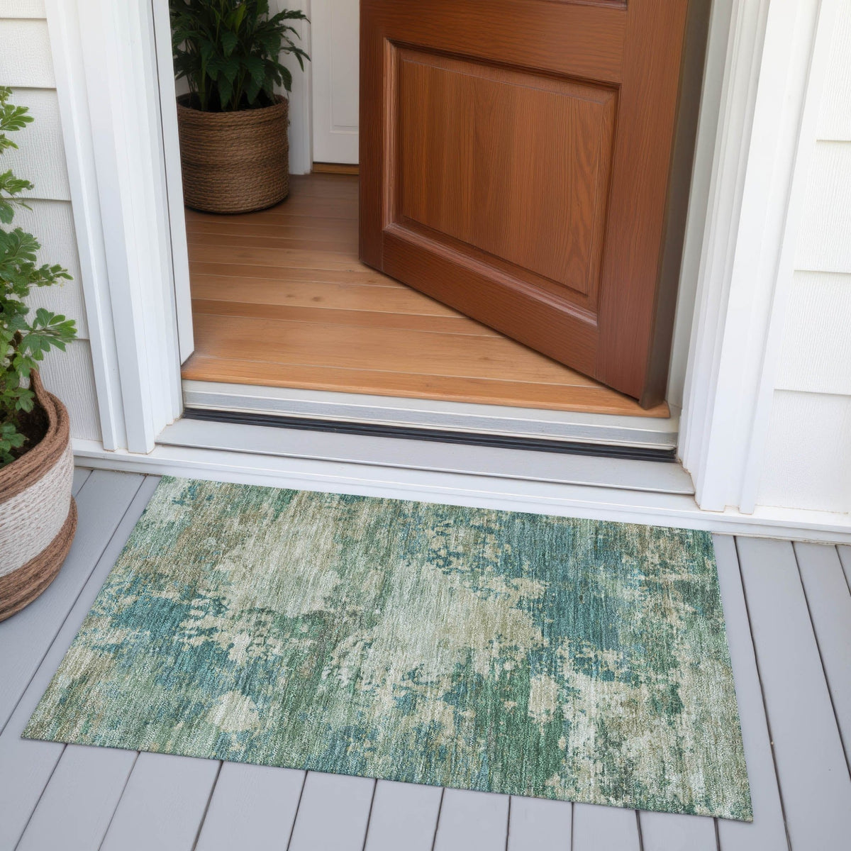 Addison Chantille ACN2067 Abstract Machine Made Transitional Teal Rug