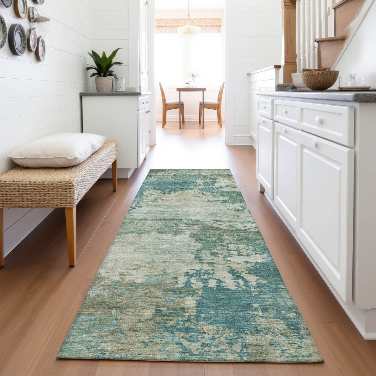 Addison Chantille ACN2067 Abstract Machine Made Transitional Teal Rug