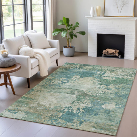 Addison Chantille ACN2067 Abstract Machine Made Transitional Teal Rug
