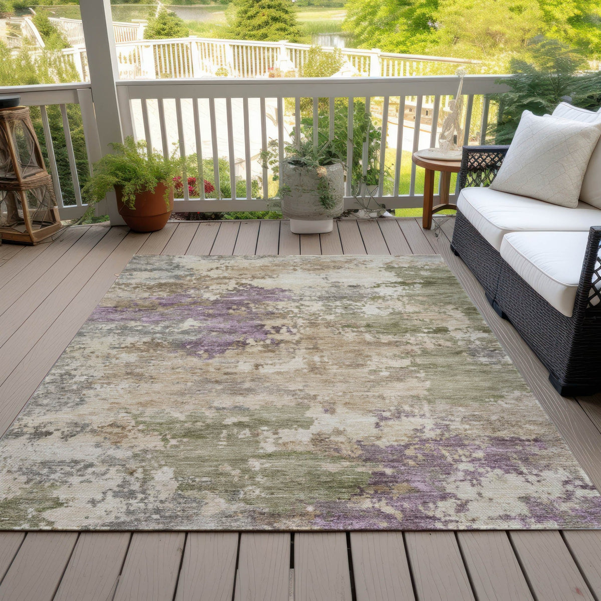 Addison Chantille ACN2068 Abstract Machine Made Transitional Beige Rug