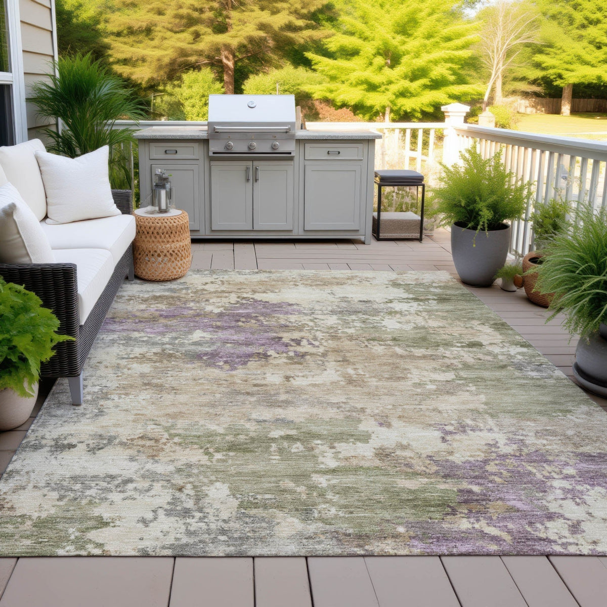 Addison Chantille ACN2068 Abstract Machine Made Transitional Beige Rug