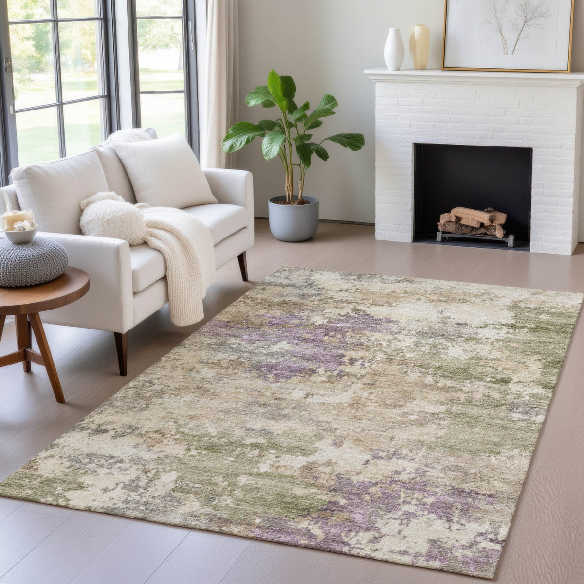Addison Chantille ACN2068 Abstract Machine Made Transitional Beige Rug
