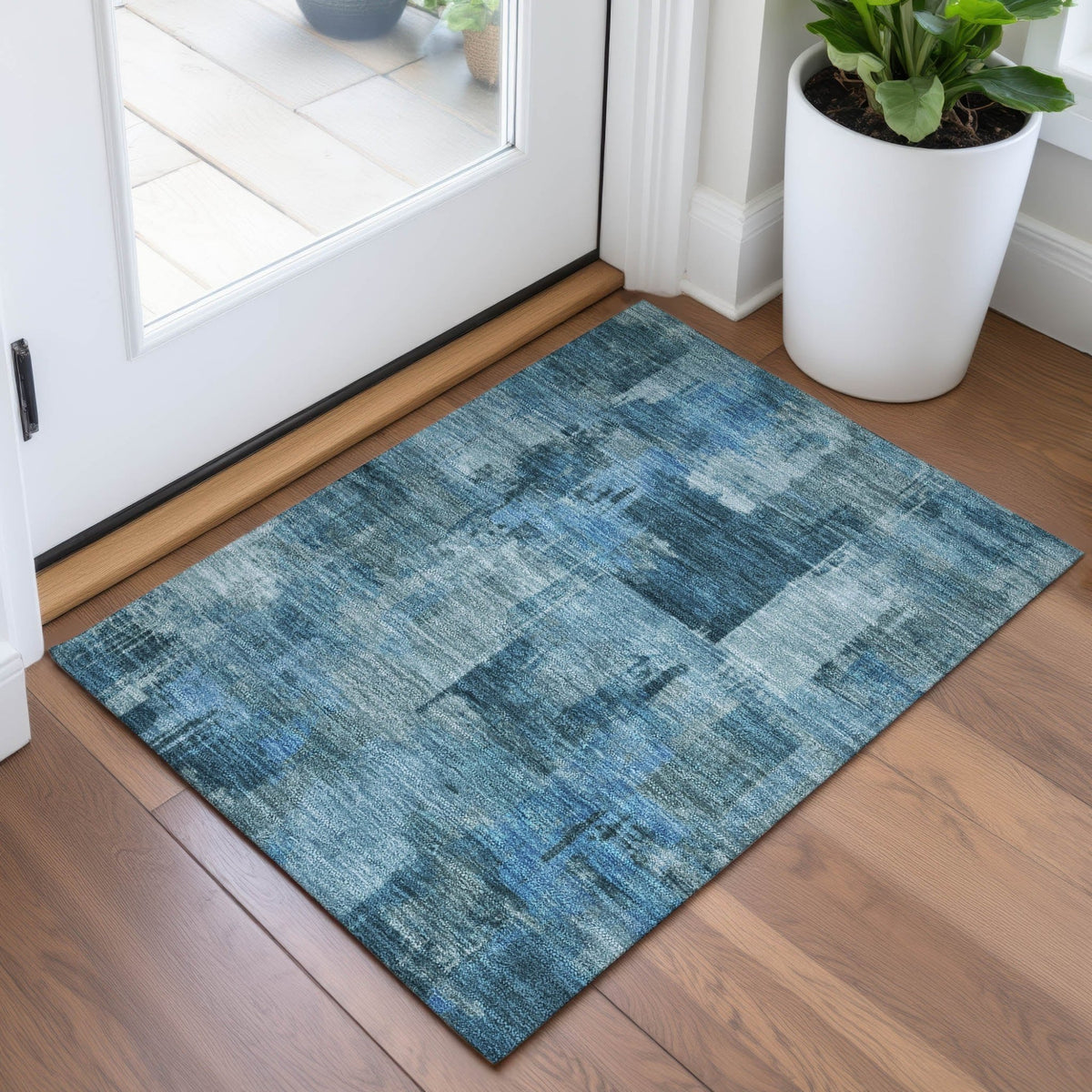 Addison Chantille ACN2069 Abstract Machine Made Transitional Blue Rug
