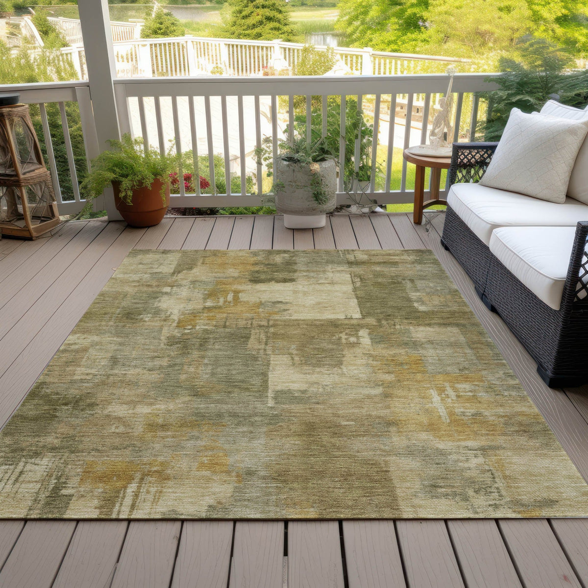 Addison Chantille ACN2069 Abstract Machine Made Transitional Khaki Rug