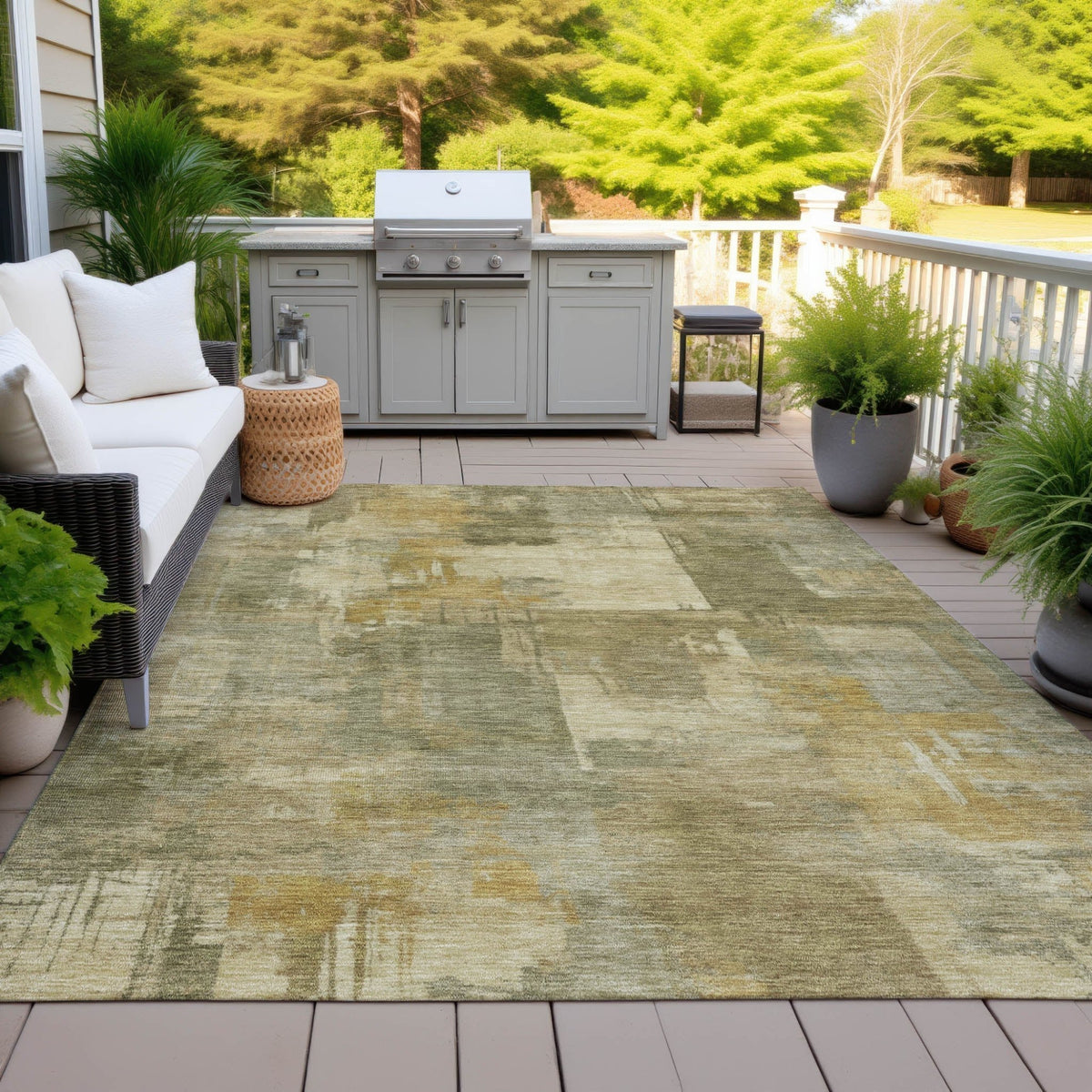 Addison Chantille ACN2069 Abstract Machine Made Transitional Khaki Rug
