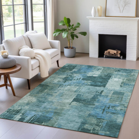 Addison Chantille ACN2069 Abstract Machine Made Transitional Teal Rug