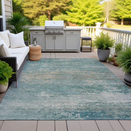 Addison Chantille ACN2071 Abstract Machine Made Transitional Aqua Rug