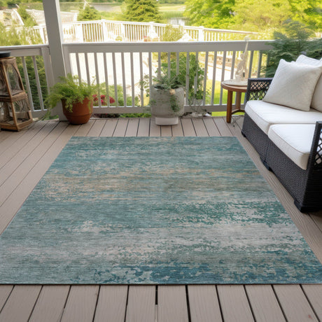 Addison Chantille ACN2071 Abstract Machine Made Transitional Aqua Rug