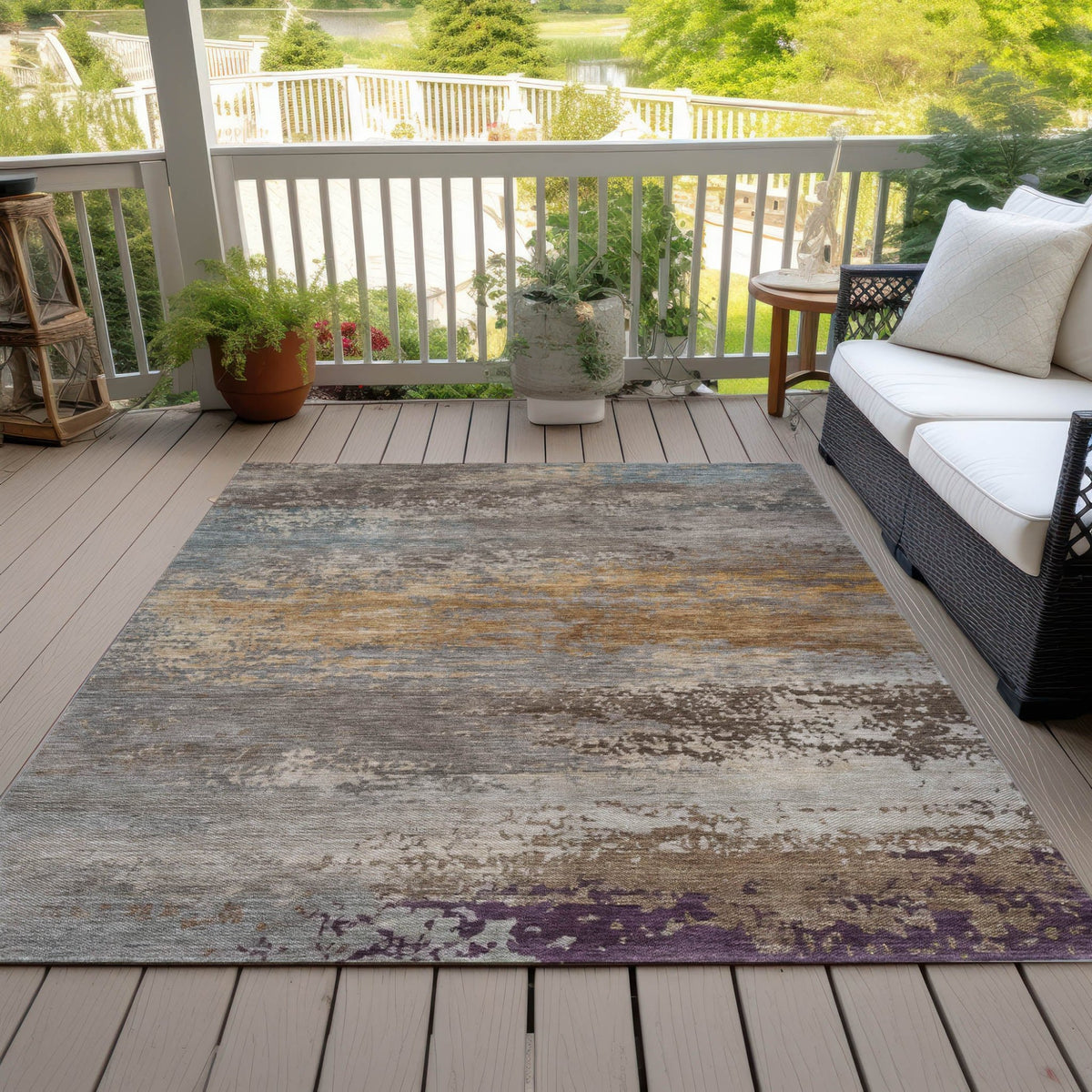 Addison Chantille ACN2071 Abstract Machine Made Transitional Brown Rug