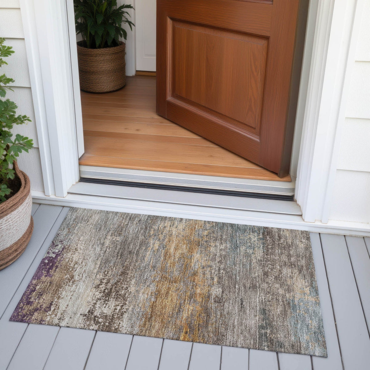 Addison Chantille ACN2071 Abstract Machine Made Transitional Brown Rug