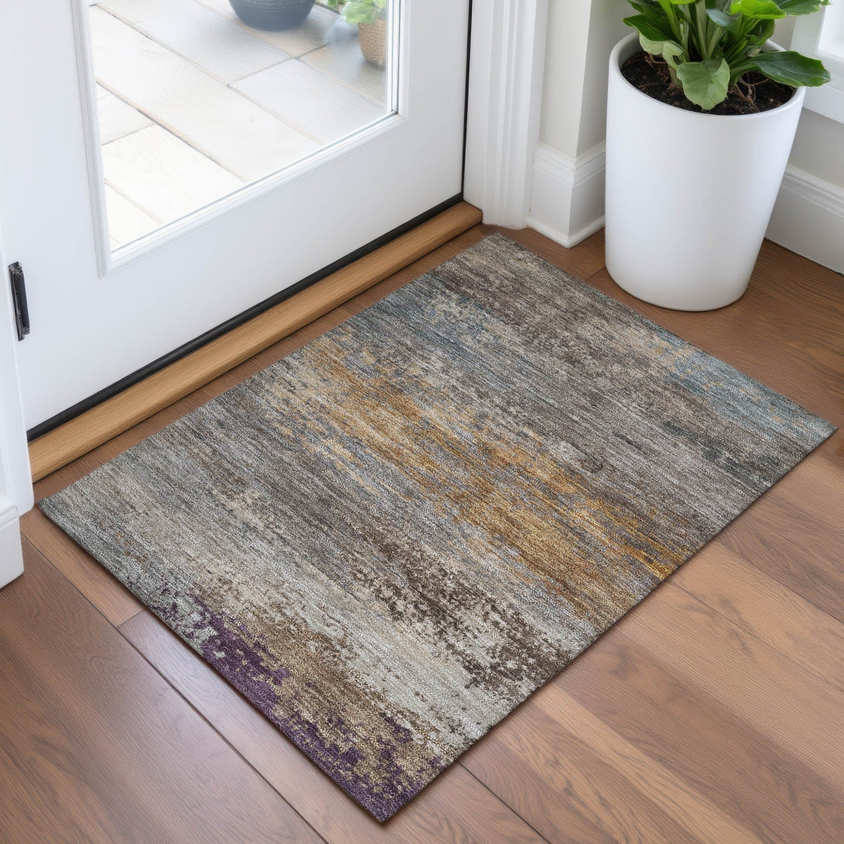 Addison Chantille ACN2071 Abstract Machine Made Transitional Brown Rug