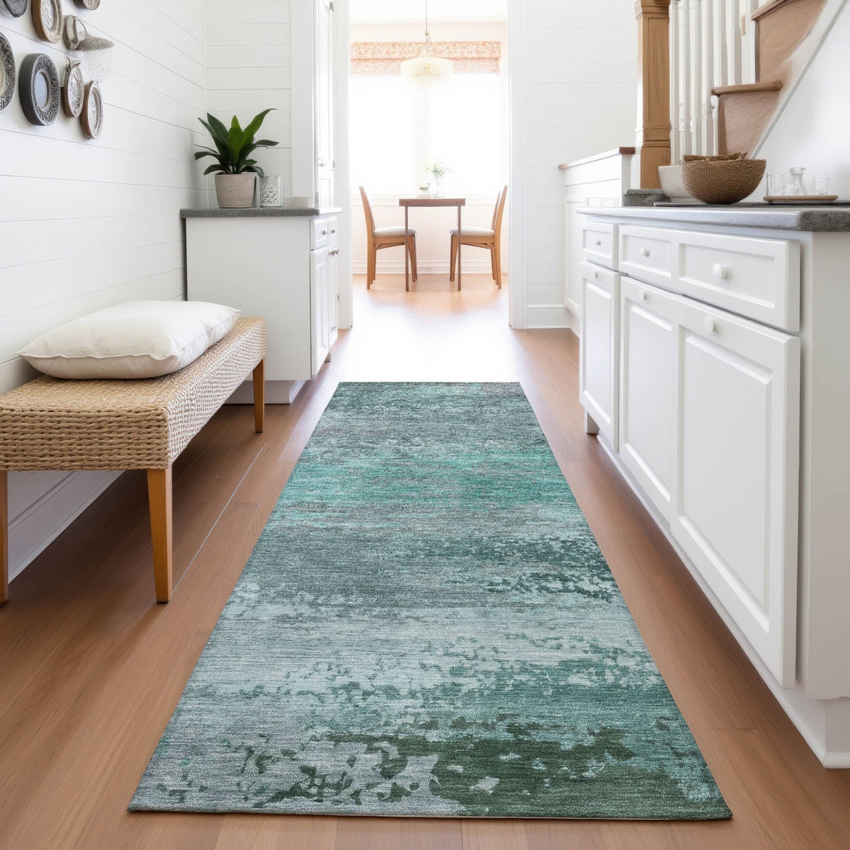 Addison Chantille ACN2071 Abstract Machine Made Transitional Teal Rug
