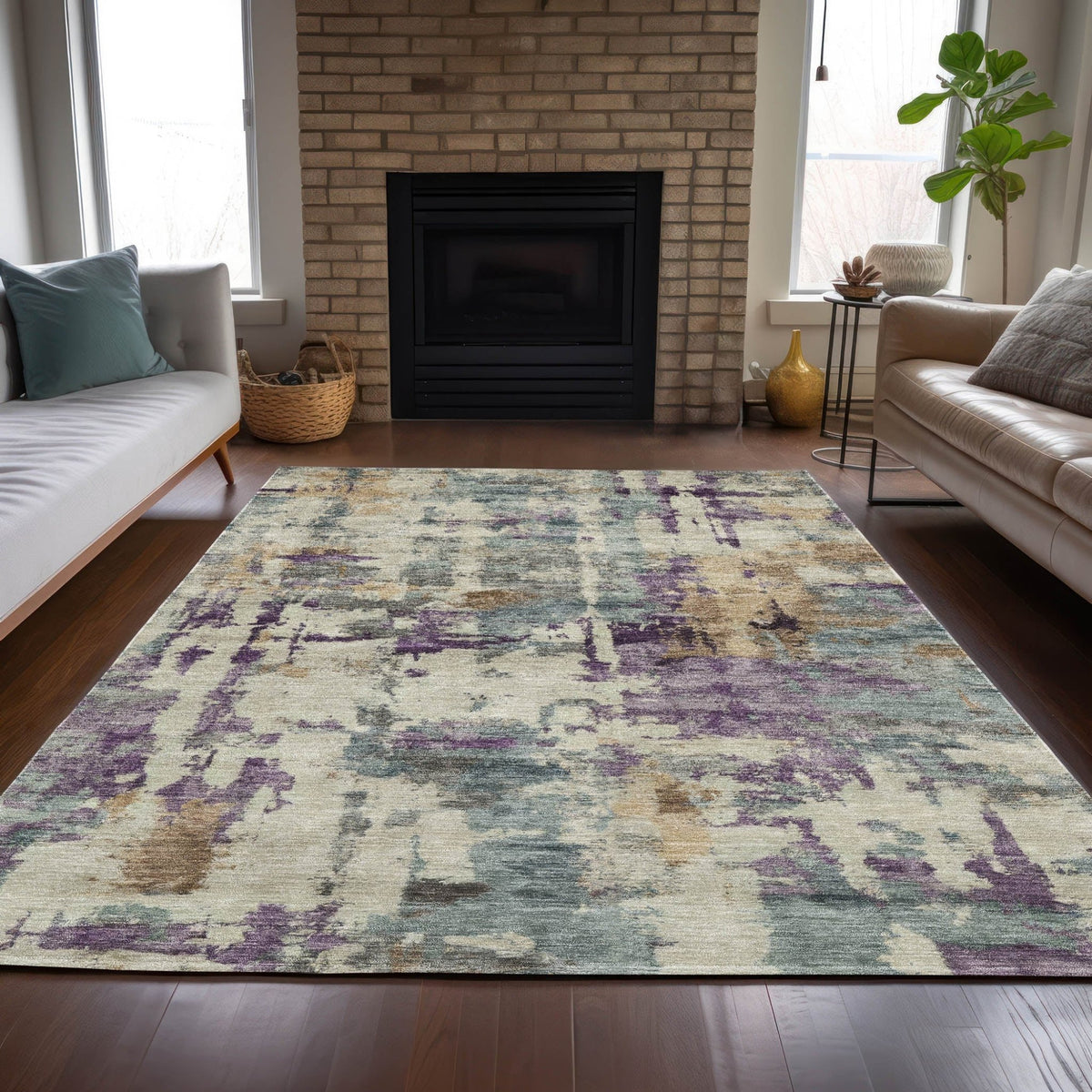Addison Chantille ACN2072 Abstract Machine Made Transitional Linen Rug