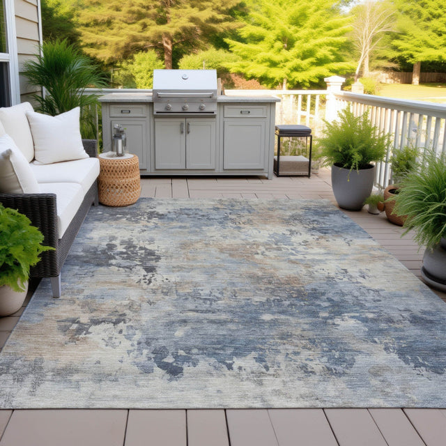 Addison Chantille ACN2073 Abstract Machine Made Transitional Denim Rug