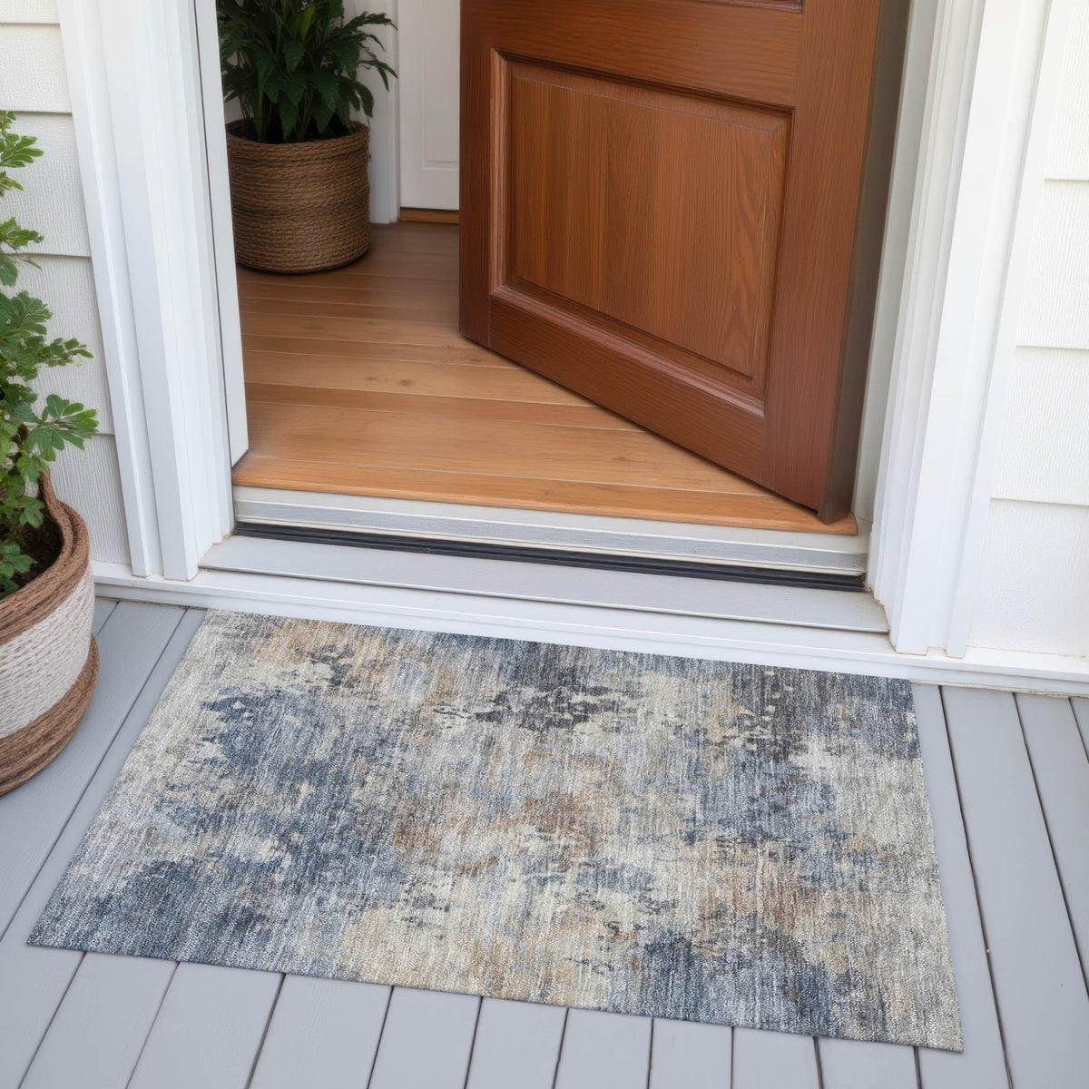 Addison Chantille ACN2073 Abstract Machine Made Transitional Denim Rug
