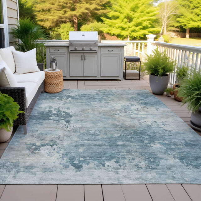 Addison Chantille ACN2073 Abstract Machine Made Transitional Teal Rug
