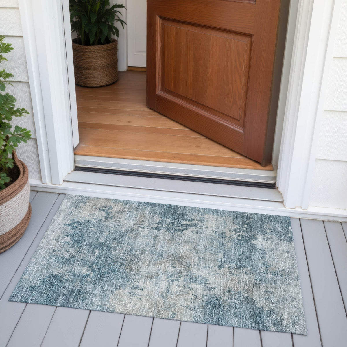 Addison Chantille ACN2073 Abstract Machine Made Transitional Teal Rug