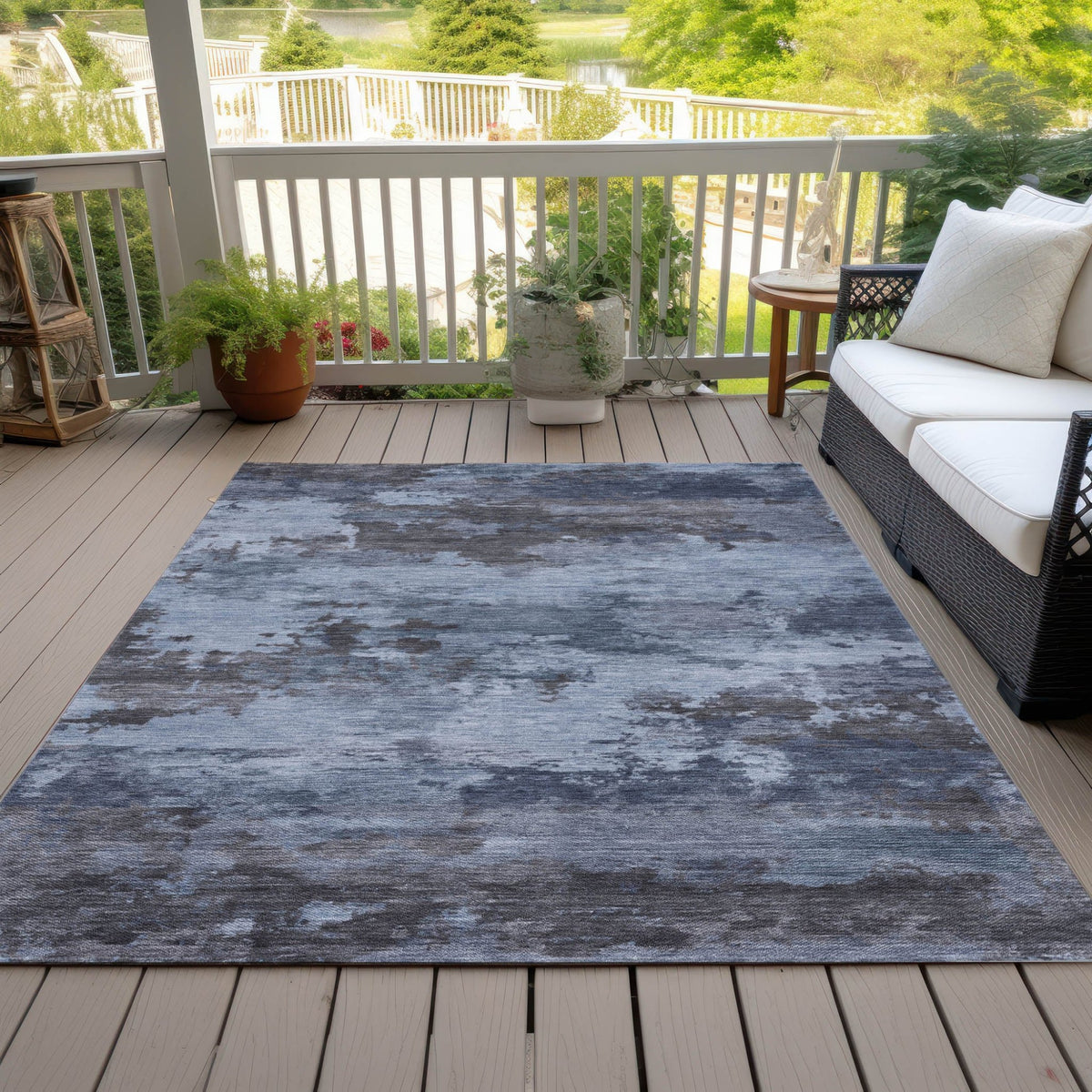Addison Chantille ACN2075 Abstract Machine Made Transitional Blue Rug
