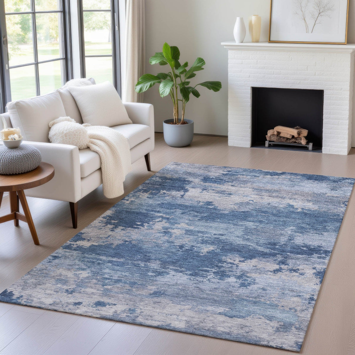 Addison Chantille ACN2075 Abstract Machine Made Transitional Navy Rug