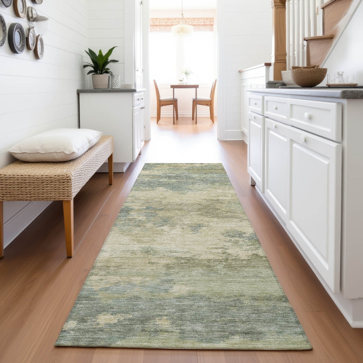 Addison Chantille ACN2075 Abstract Machine Made Transitional Seafoam Rug