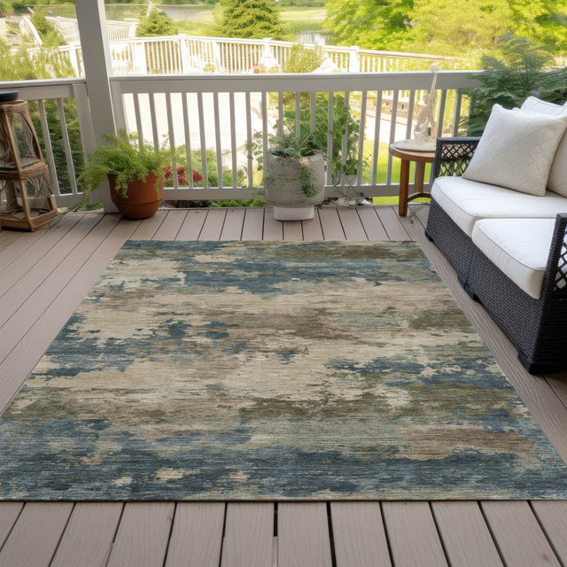 Addison Chantille ACN2075 Abstract Machine Made Transitional Teal Rug
