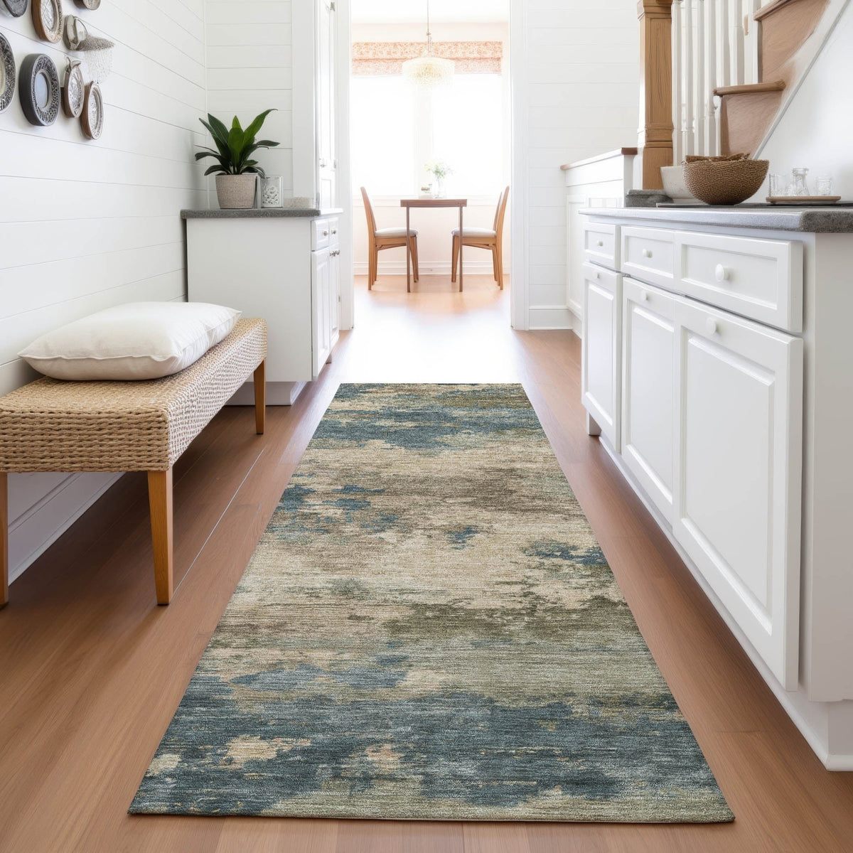 Addison Chantille ACN2075 Abstract Machine Made Transitional Teal Rug