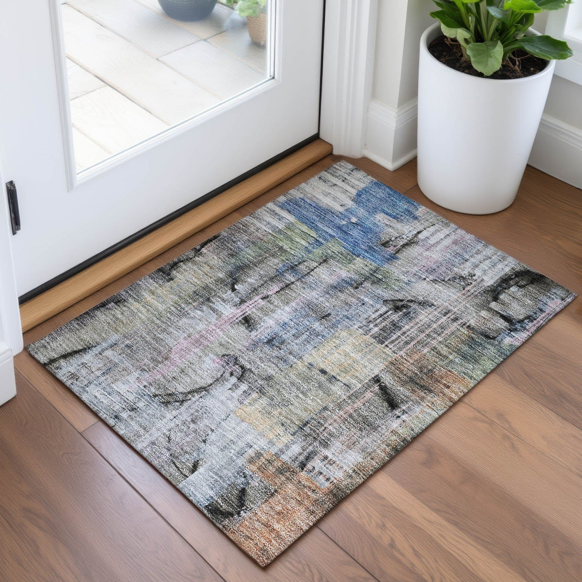 Addison Chantille ACN2076 Abstract Machine Made Transitional Blue Rug