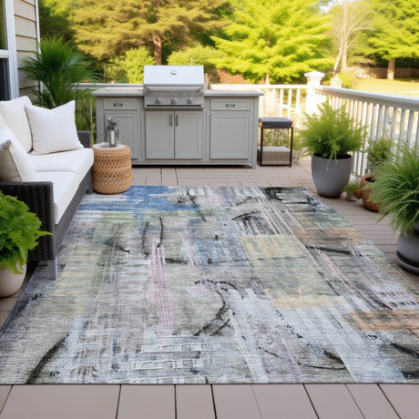 Addison Chantille ACN2076 Abstract Machine Made Transitional Blue Rug