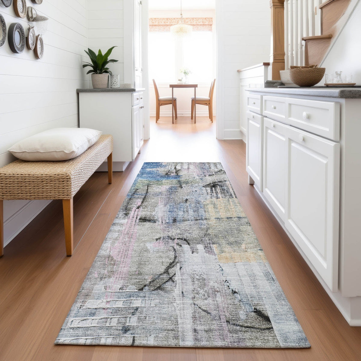 Addison Chantille ACN2076 Abstract Machine Made Transitional Blue Rug