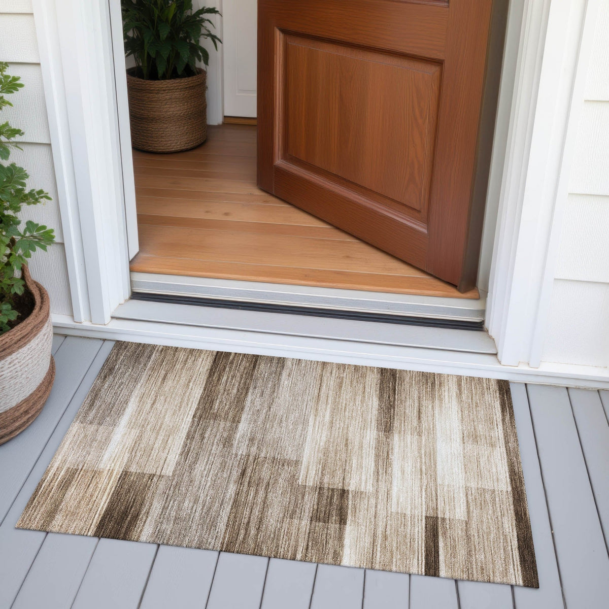 Addison Chantille ACN2082 Stripes Machine Made Transitional Brown Rug