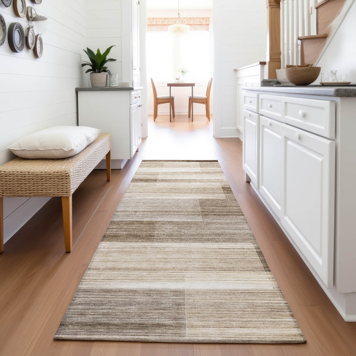 Addison Chantille ACN2082 Stripes Machine Made Transitional Brown Rug