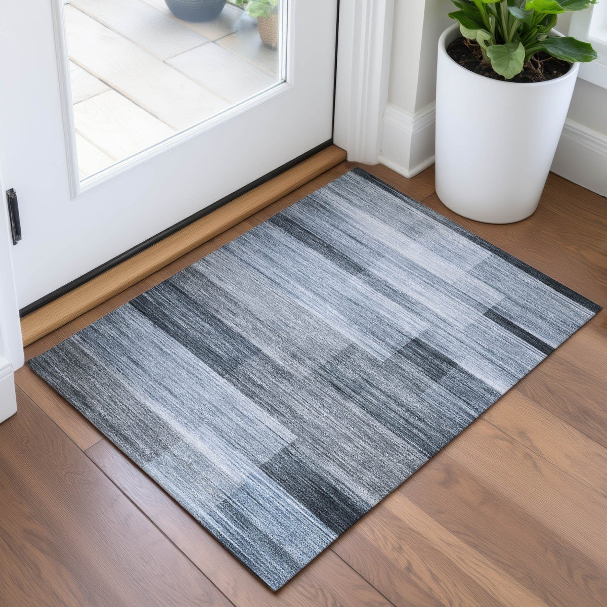 Addison Chantille ACN2082 Stripes Machine Made Transitional Denim Rug