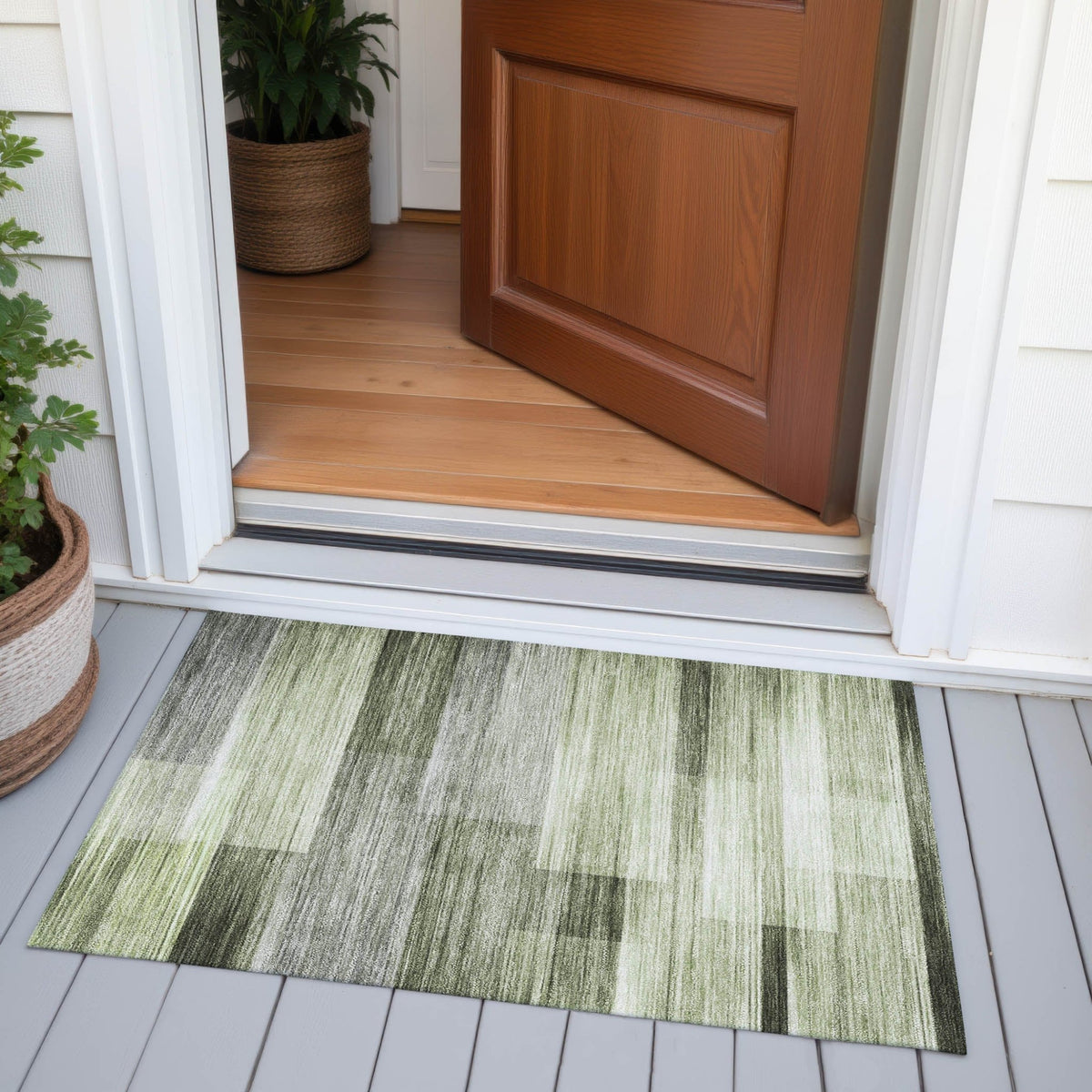 Addison Chantille ACN2082 Stripes Machine Made Transitional Green Rug