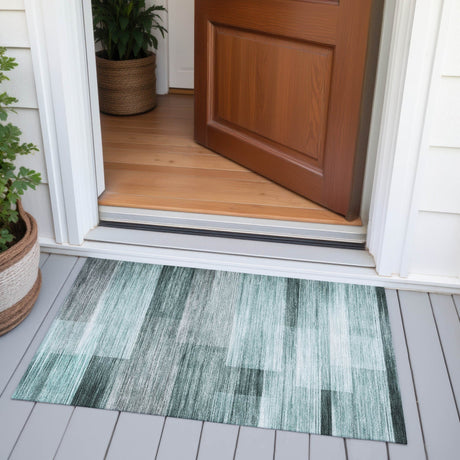 Addison Chantille ACN2082 Stripes Machine Made Transitional Teal Rug