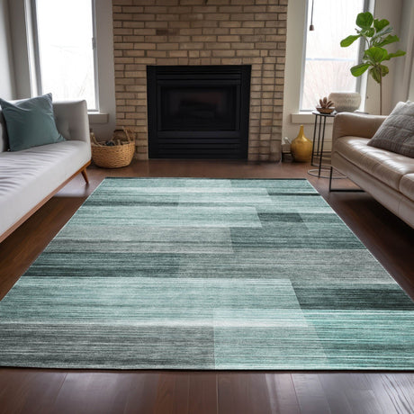 Addison Chantille ACN2082 Stripes Machine Made Transitional Teal Rug