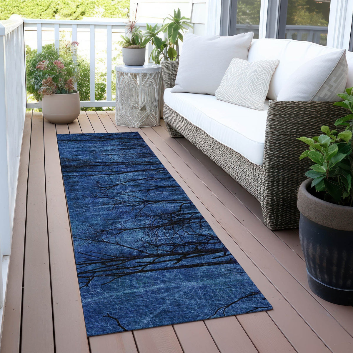 Addison Chantille ACN2083 Floral Machine Made Transitional Blue Rug