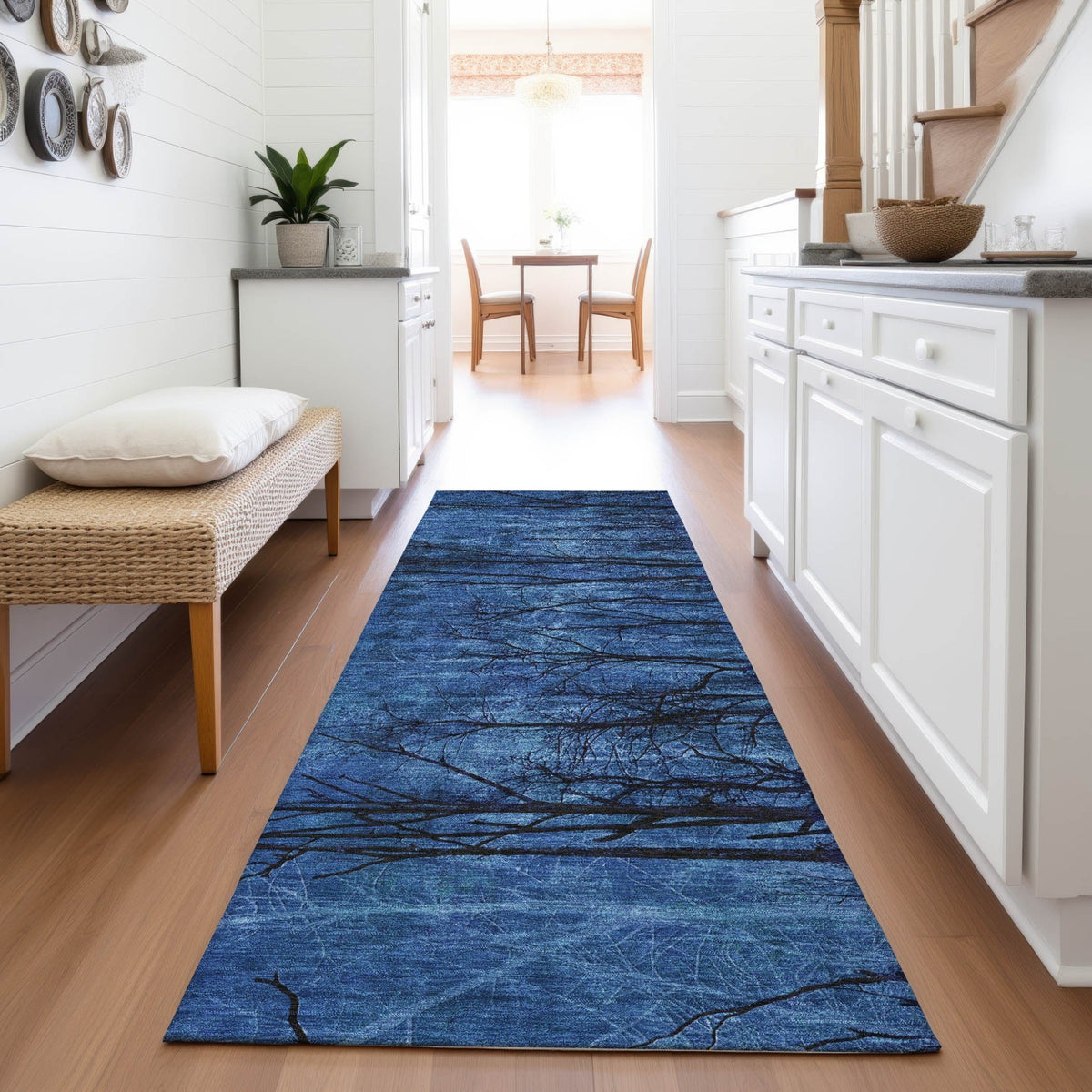 Addison Chantille ACN2083 Floral Machine Made Transitional Blue Rug
