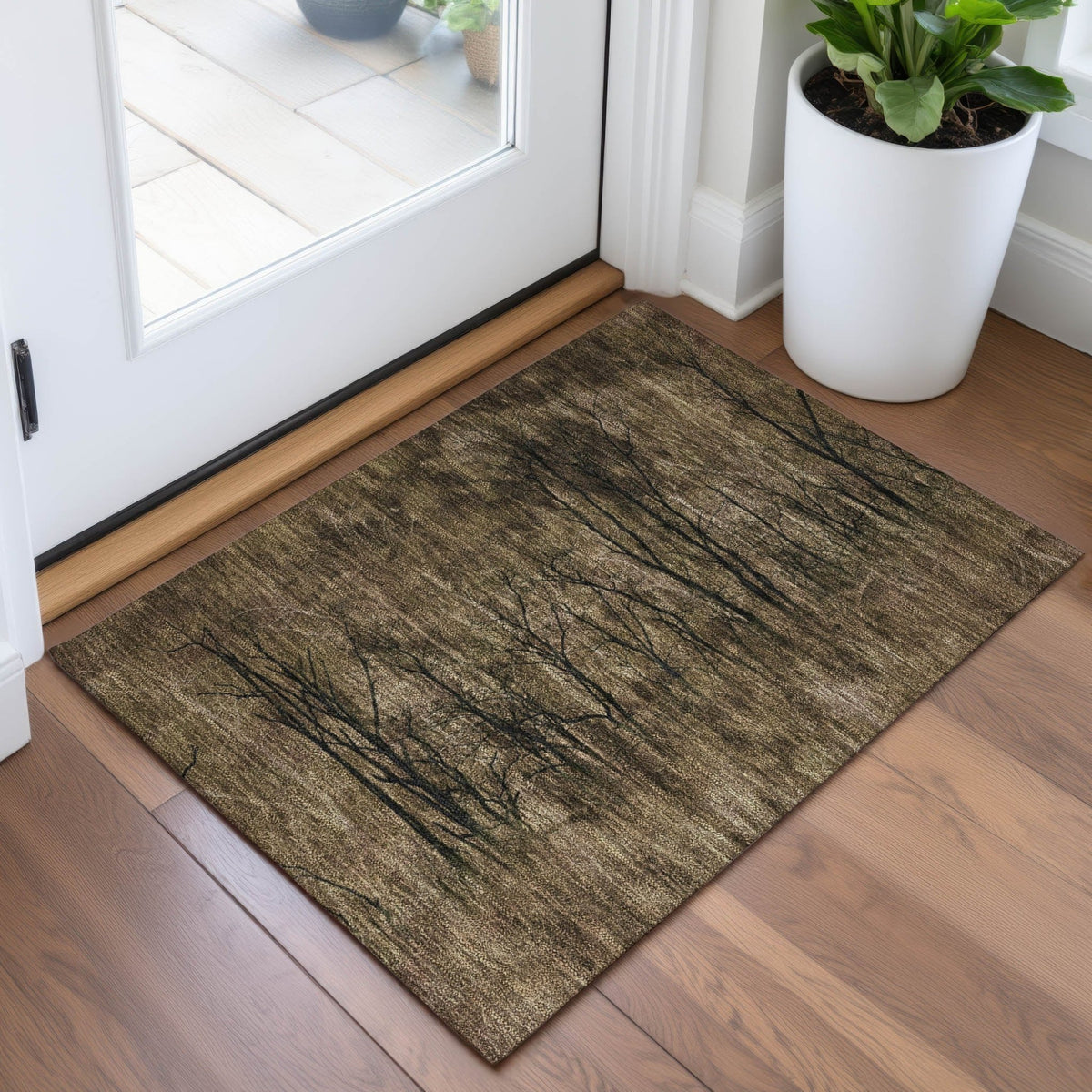 Addison Chantille ACN2083 Floral Machine Made Transitional Brown Rug