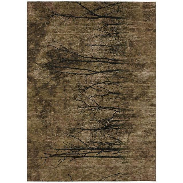 Addison Chantille ACN2083 Floral Machine Made Transitional Brown Rug