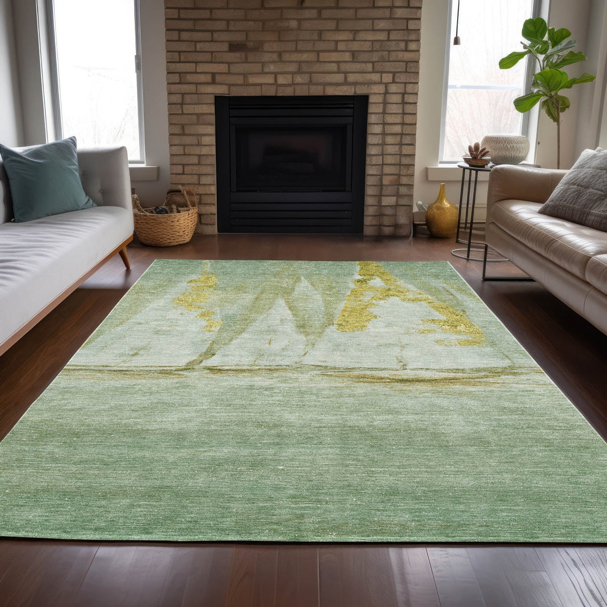 Addison Chantille ACN2084 Coastal Machine Made Transitional Green Rug
