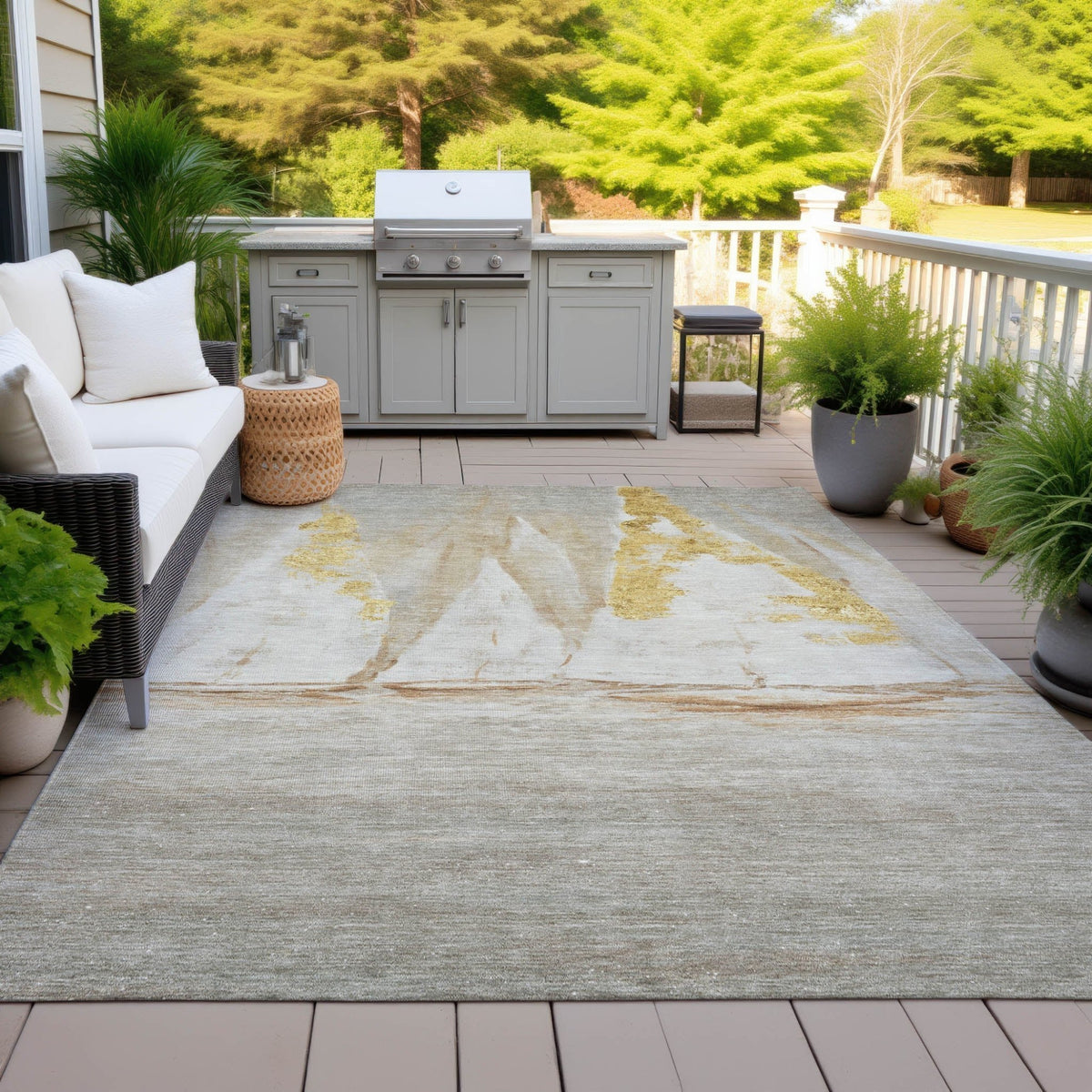 Addison Chantille ACN2084 Coastal Machine Made Transitional Taupe Rug