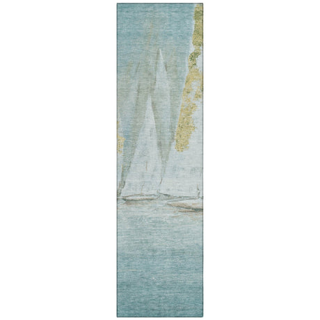 Addison Chantille ACN2084 Coastal Machine Made Transitional Teal Rug