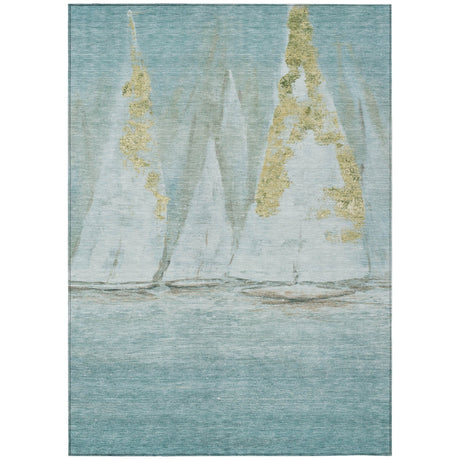 Addison Chantille ACN2084 Coastal Machine Made Transitional Teal Rug